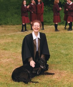 Delia (Sr. Basil) with Roy the community Labrador. On hikers he'd refuse to move on until he had 'counted' everyone. 